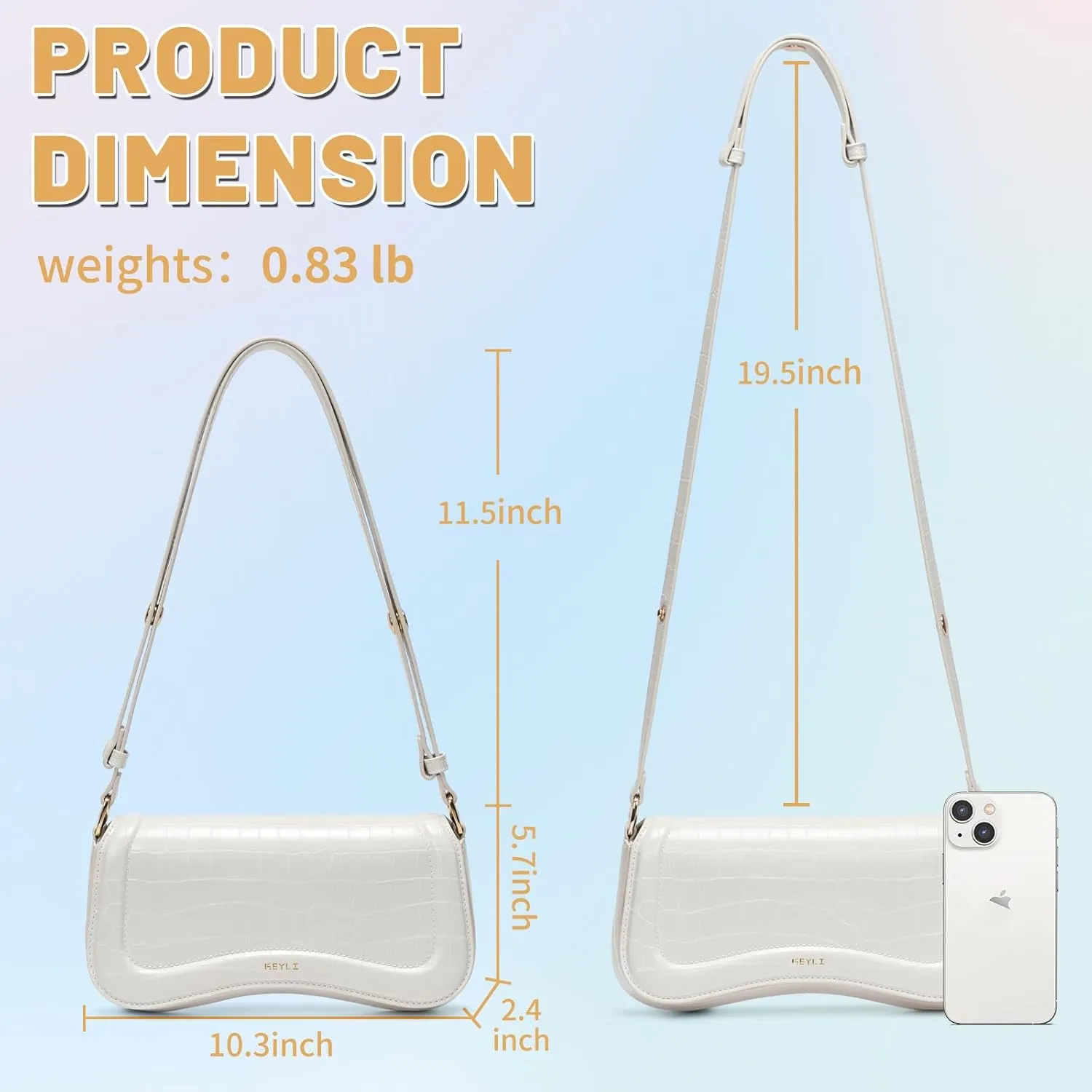 Keyli Small Shoulder Bag for women Trendy Crossbody Purse Waterproof Leather Handbags Clutch Tote Designer Bags