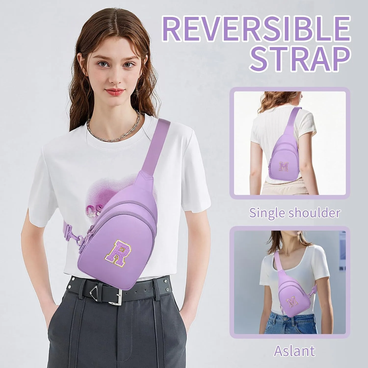 Kids Crossbody Small Sling Bag Initial Girls Fanny Pack Belt Bag Cute Backpack Purse Chest Bag for Girls Gifts