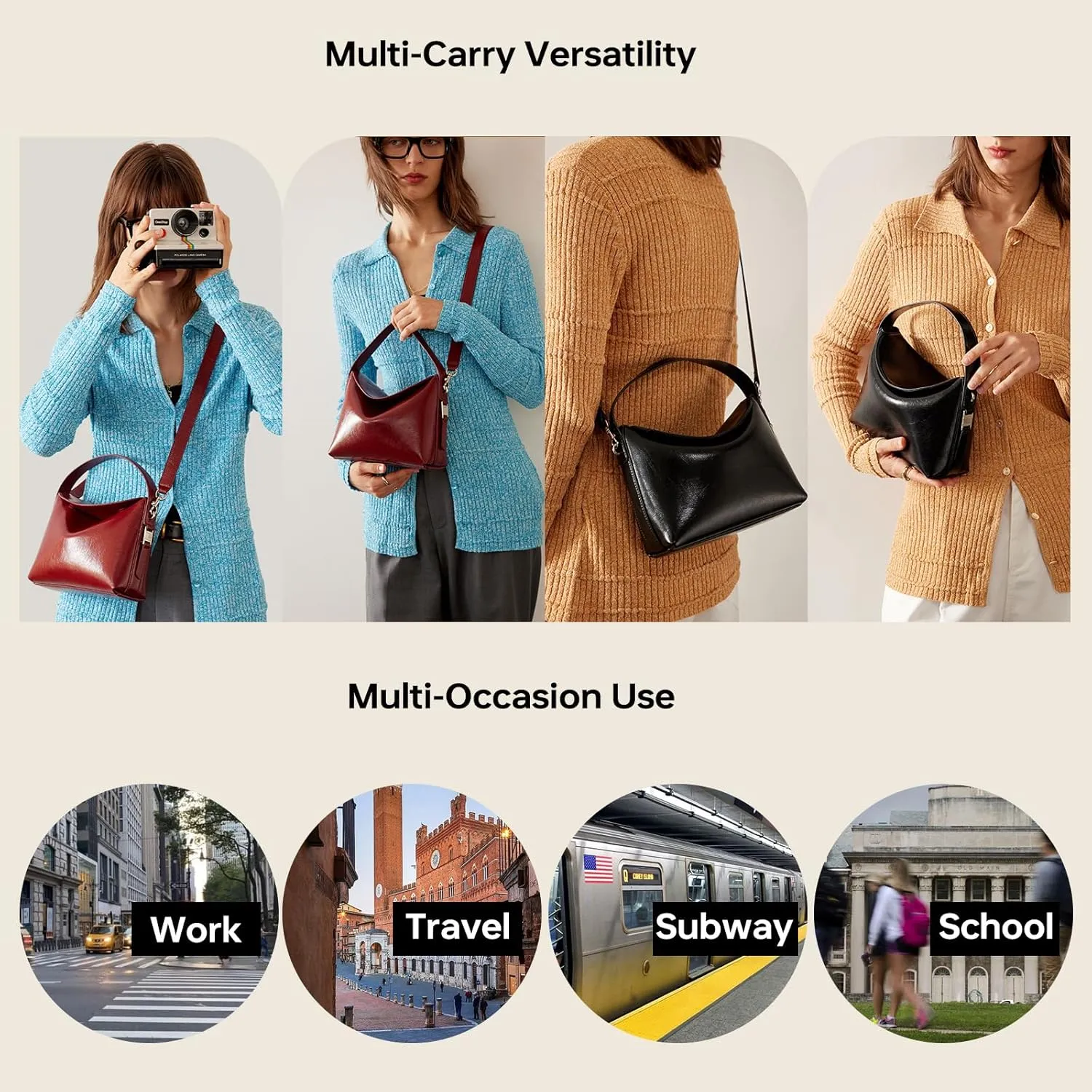 LA FESTIN Small Purse Leather Handbags for Women: Shoulder Crossbody Bag - Handbag with Strap