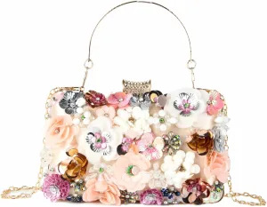Lanpet Women Clutches Flower Evening Handbag Chain Strap Shoulder Bag