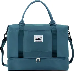 Large Travel Duffle Bag Weekender Bags for Women with Shoes Compartment, Travel Duffel Tote Carry on Overnight Bag for Travel Business Trips, Sport Yoga Gym Bag with Wet Pocket (Peacock Blue)
