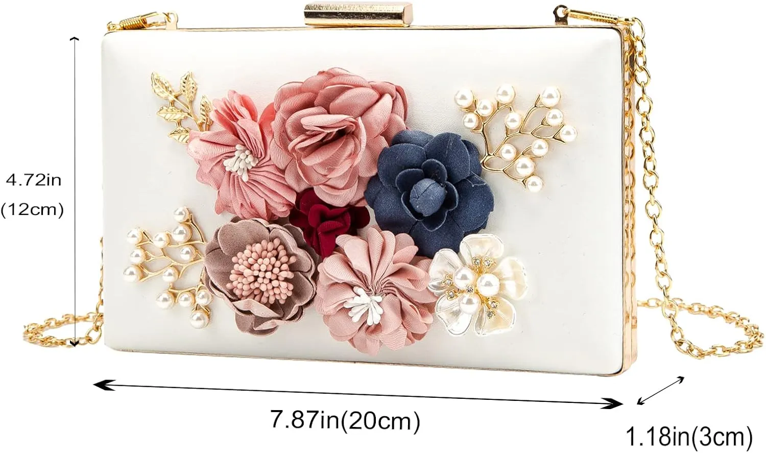 LETODE Flower Clutch Purse Evening Bag for Women Formal Party Handbag Chain Strap Shoulder Bag