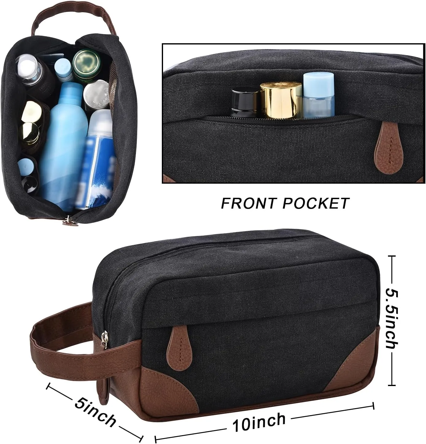 Litvyak Duffle Bag for Travel, 50L Canvas Travel Duffel Bags Overnight Weekend Gym Carry On Luggage Bag for Men & Women(Black Toiletry Bag)
