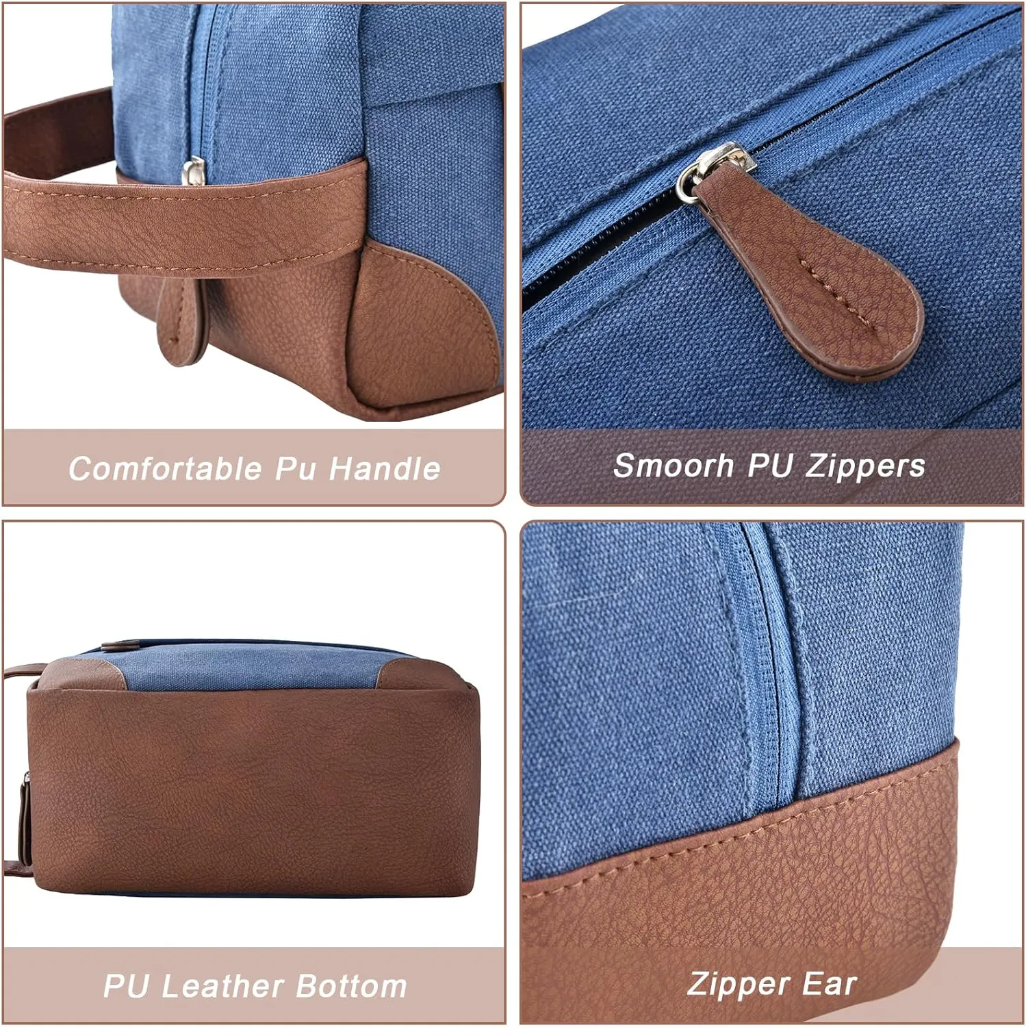 Litvyak Duffle Bag for Travel, 50L Canvas Travel Duffel Bags Overnight Weekend Gym Carry On Luggage Bag for Men & Womenn(Blue Toiletry Bag)