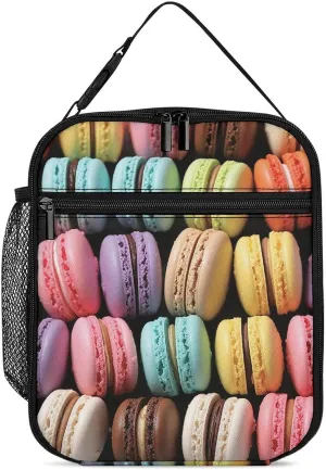 Macaron Biscuit Flavored Pastries Lunch Box Insulated Lunch Bag for Women Men Large Insulated Lunch Box Adult Lunch Box Reusable Lunch Bags Cooler Lunch Box for Work Lunch Tote Bag