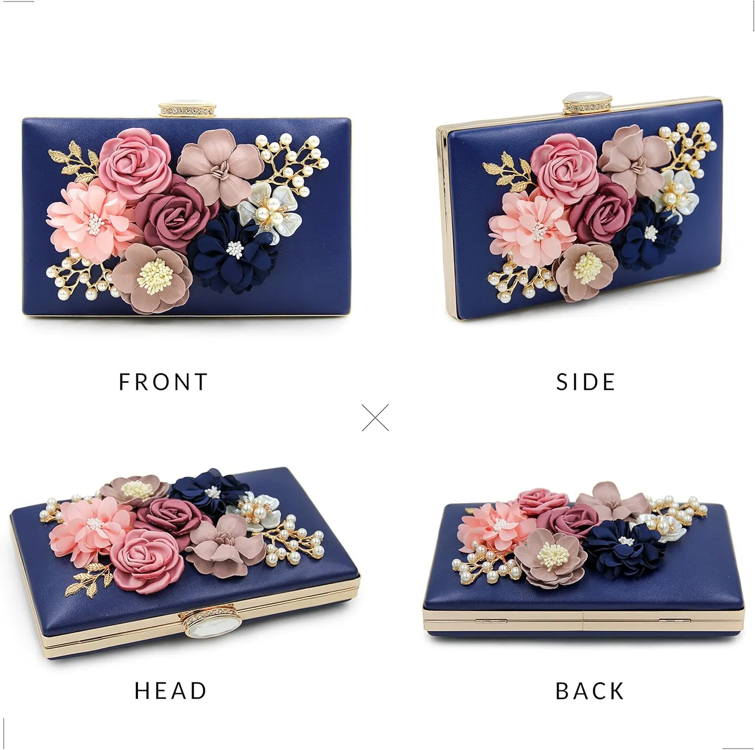 Milisente Evening Bag for Women, Flower Wedding Evening Clutch Purse Bride Floral Clutch Bag