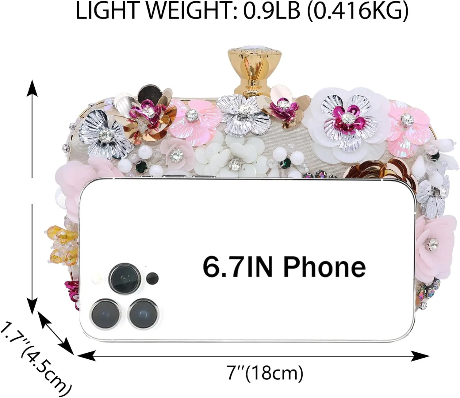 Milisente Women's Clutch Purse Flower Evening Handbag Chain Strap Shoulder Bag With Handle