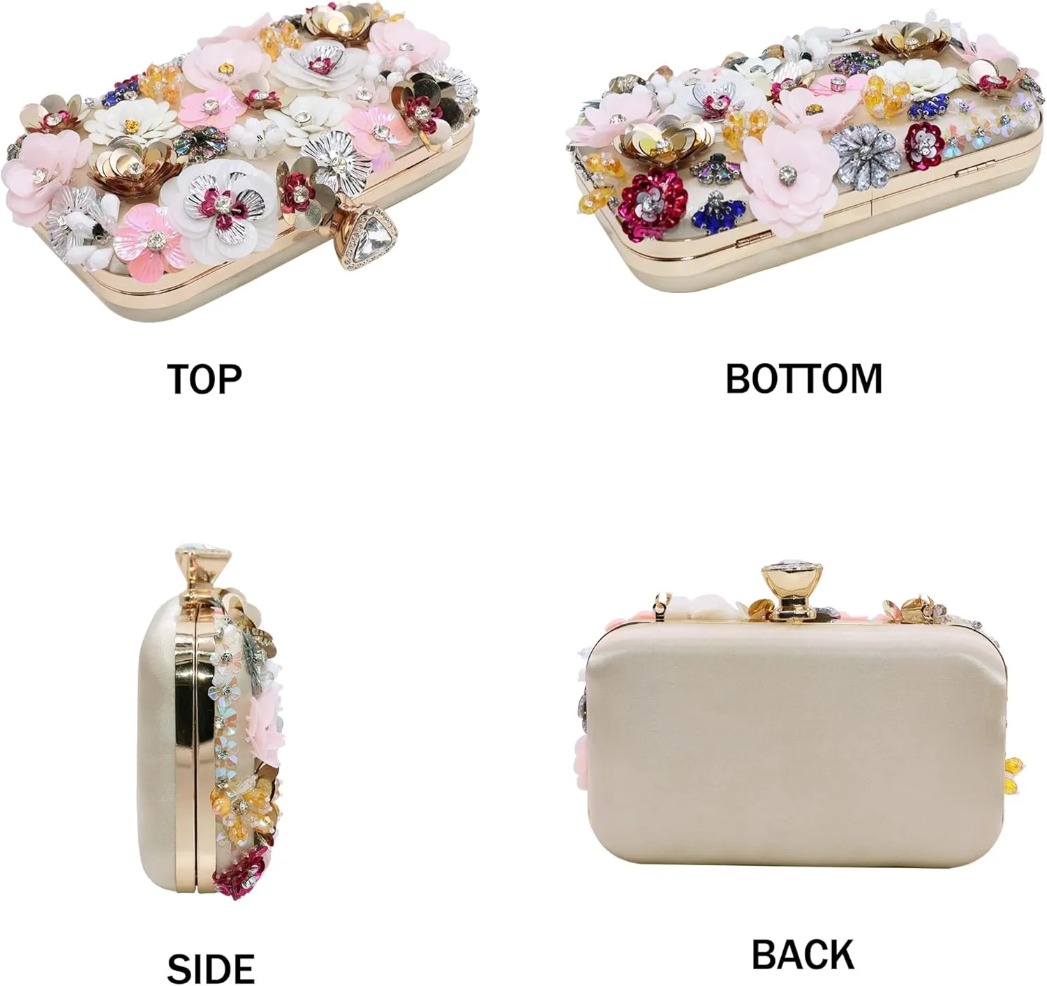 Milisente Women's Clutch Purse Flower Evening Handbag Chain Strap Shoulder Bag With Handle