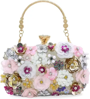 Milisente Women's Clutch Purse Flower Evening Handbag Chain Strap Shoulder Bag With Handle