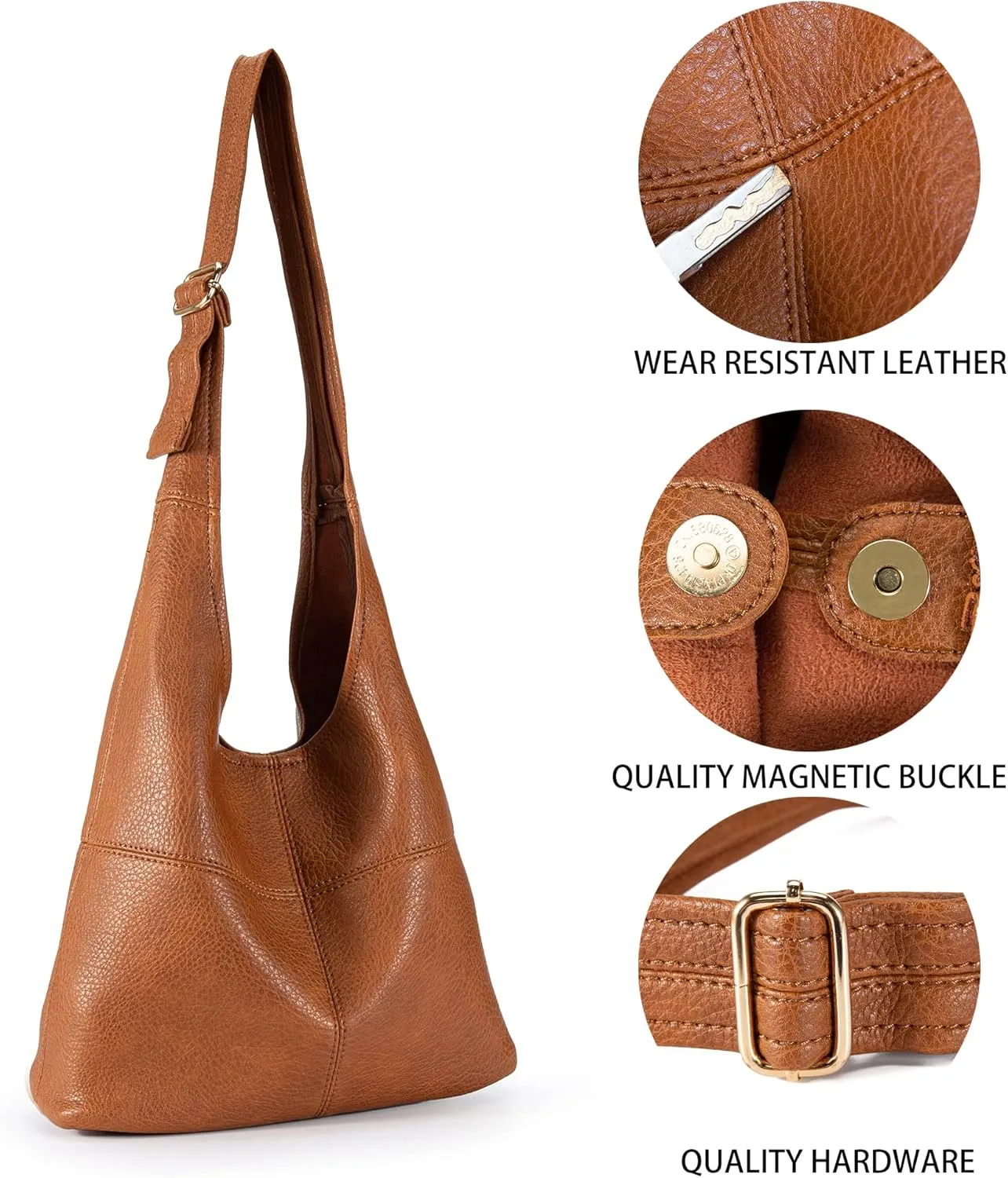 Montana West Hobo Bags Purse for Women Ultra Soft Foldable Shoulder Slouchy Handbags with Cosmetic bag