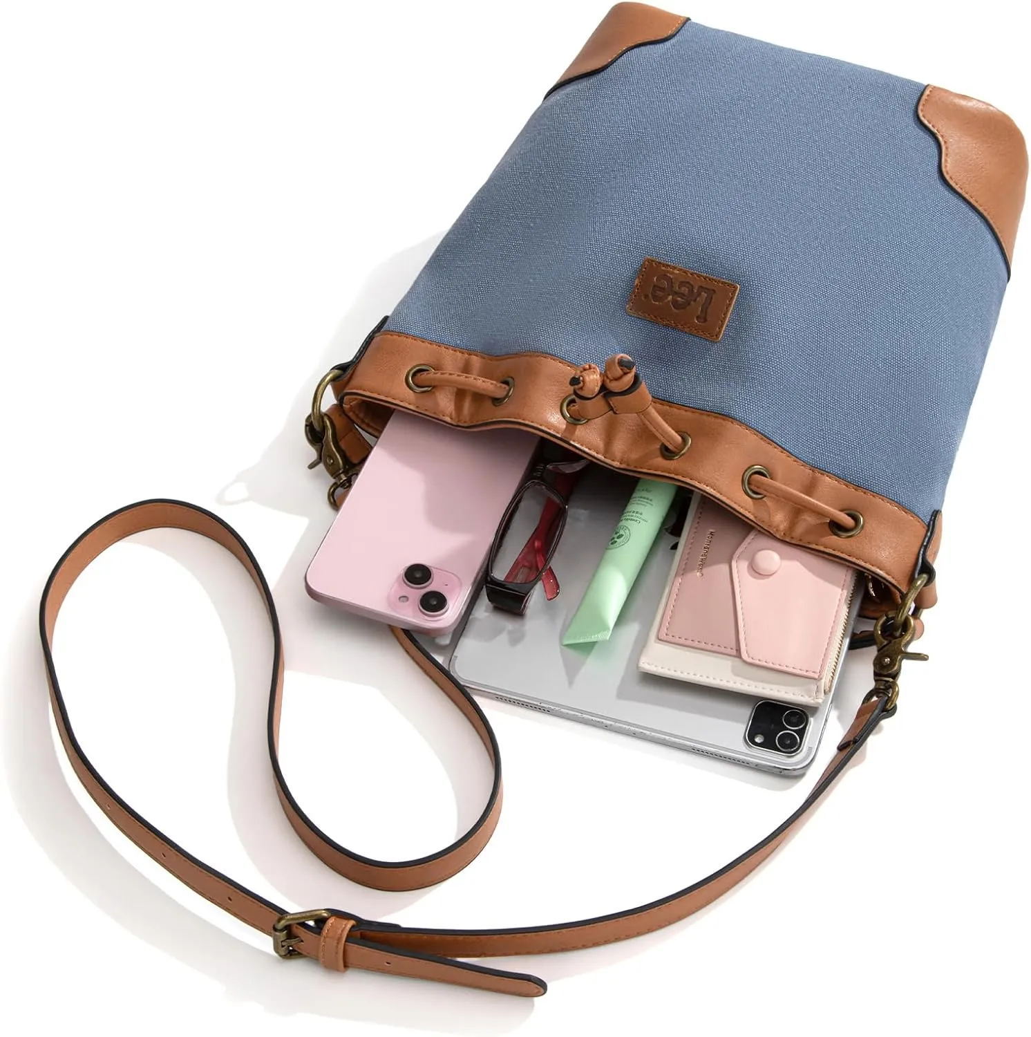 Montana West X Lee Bucket Bag for Women Drawstring Hobo Crossbody Bag with Detachable Straps