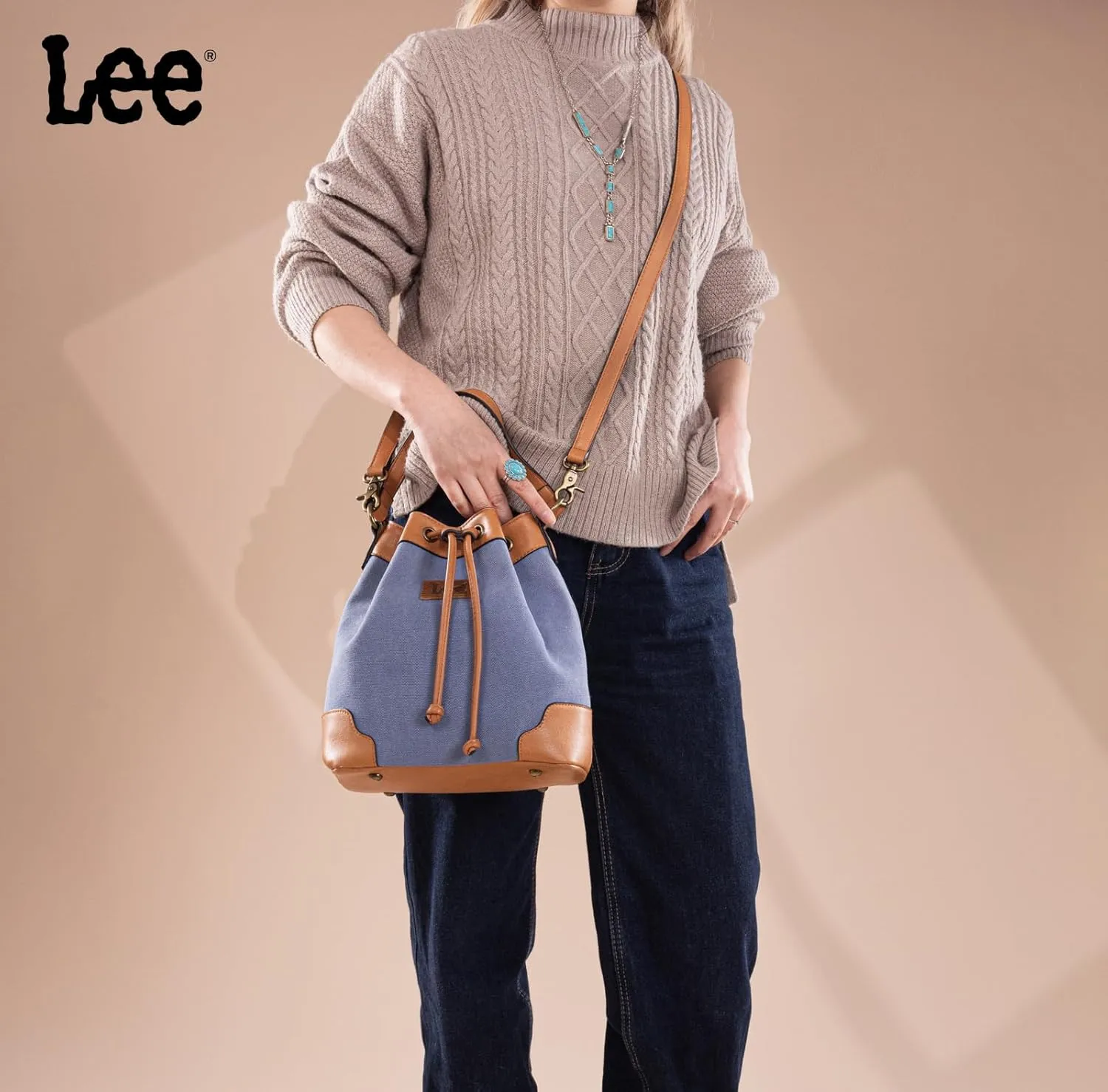 Montana West X Lee Bucket Bag for Women Drawstring Hobo Crossbody Bag with Detachable Straps