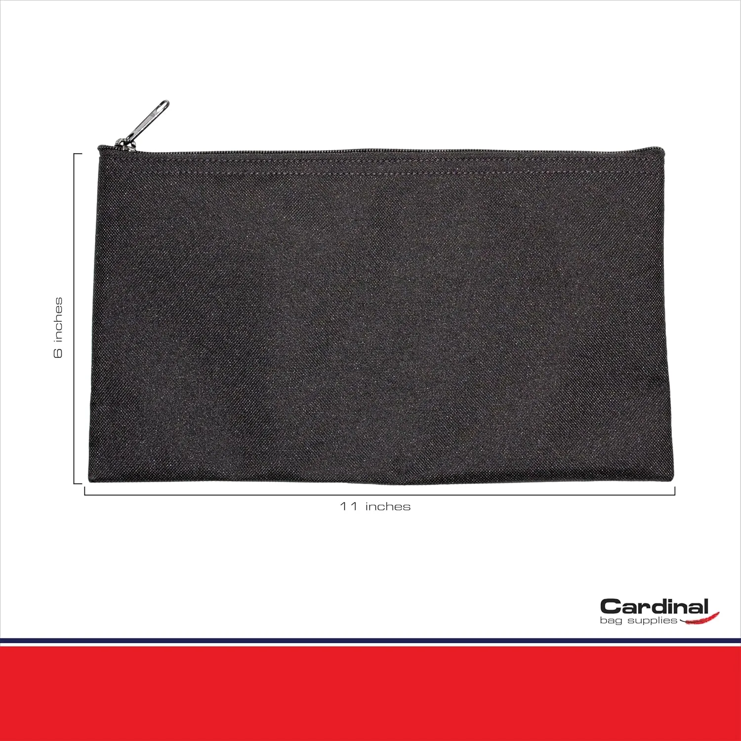 Multipack of 2 Compact Zipper Cloth Pouches,11 x 6 inches (Black)