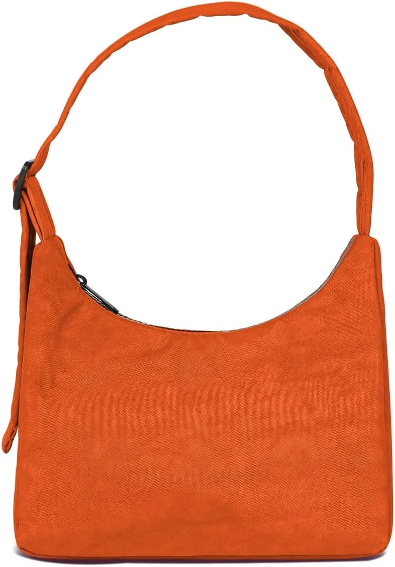 Nylon Shoulder Bag - Adjustable Quilted Strap, Structured Slouchy Design with Interior Zip Pocket