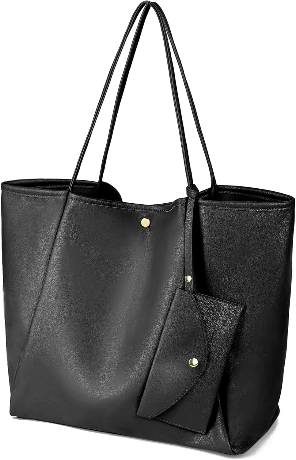 Oversize Vegan Leather Tote Women Weekender Bag Shopper Handbag Travel School Tote Purse with Wristlet Clutch