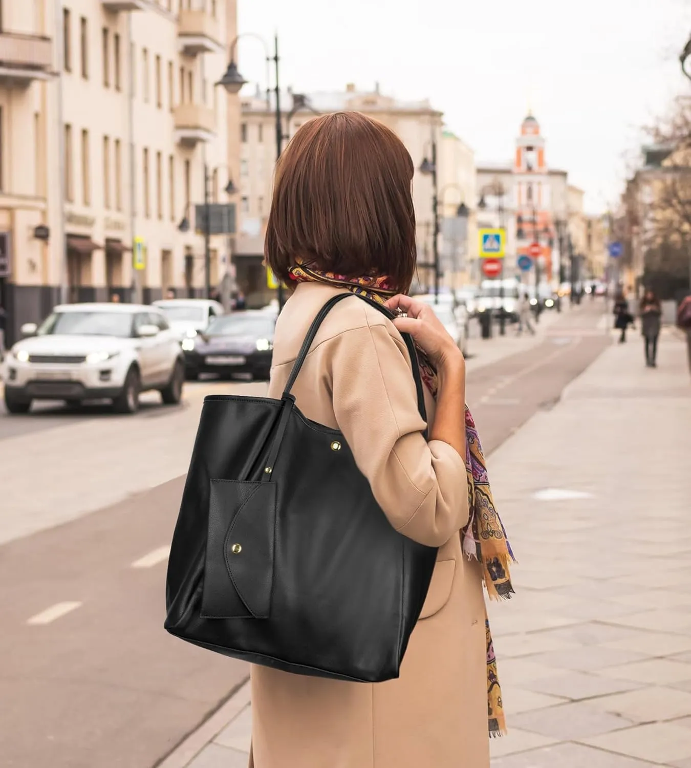 Oversize Vegan Leather Tote Women Weekender Bag Shopper Handbag Travel School Tote Purse with Wristlet Clutch