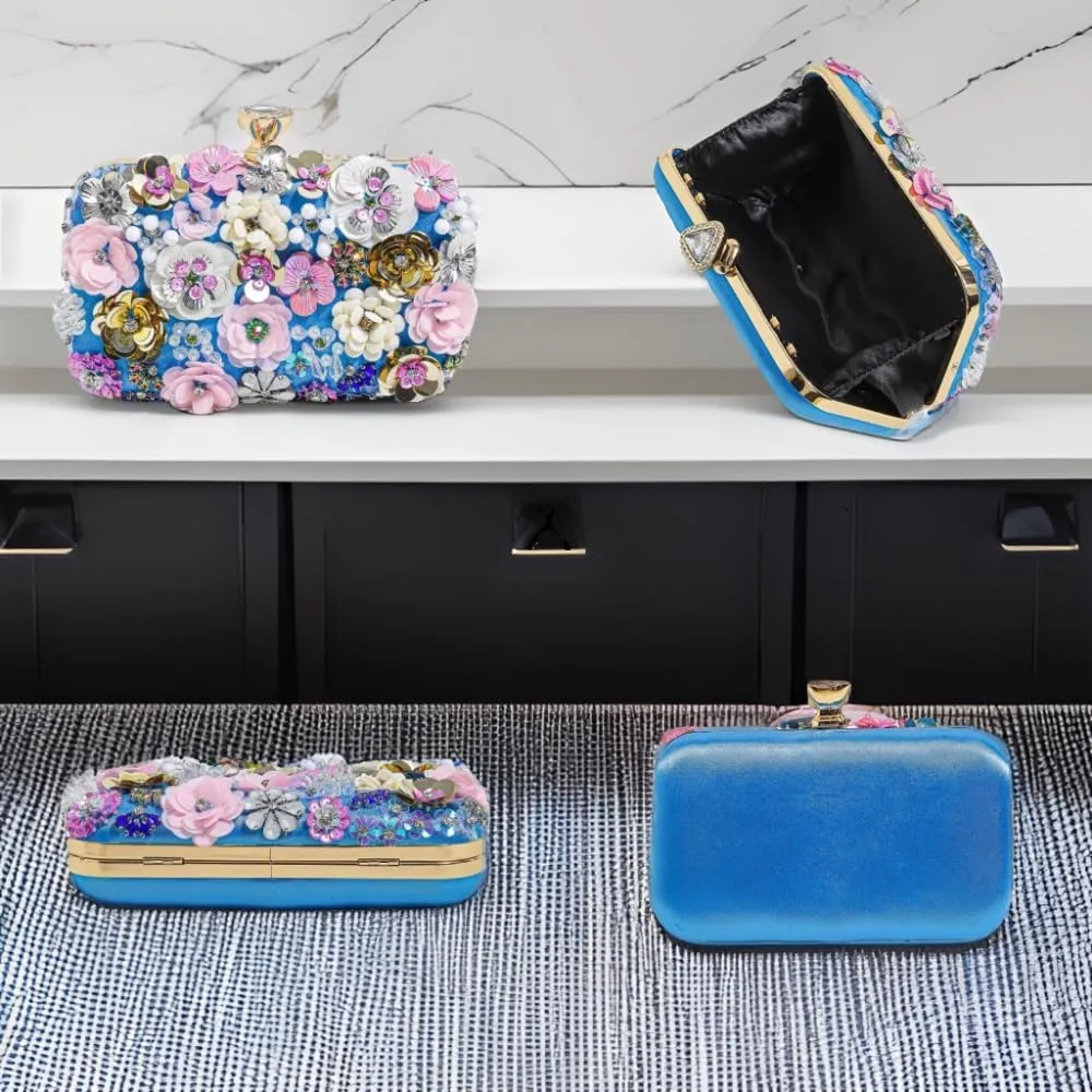 Party Clutches Fancy Floral Clutch Evening Bag Purses for Women Beaded Flower Clutch Purse Handbag Wedding Guest Dress