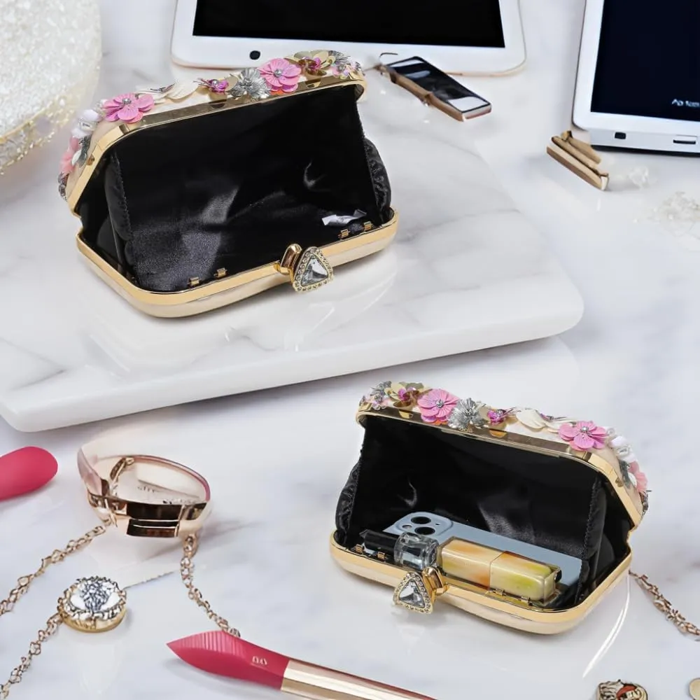 Party Clutches Fancy Floral Clutch Evening Bag Purses for Women Beaded Flower Clutch Purse Handbag Wedding Guest Dress