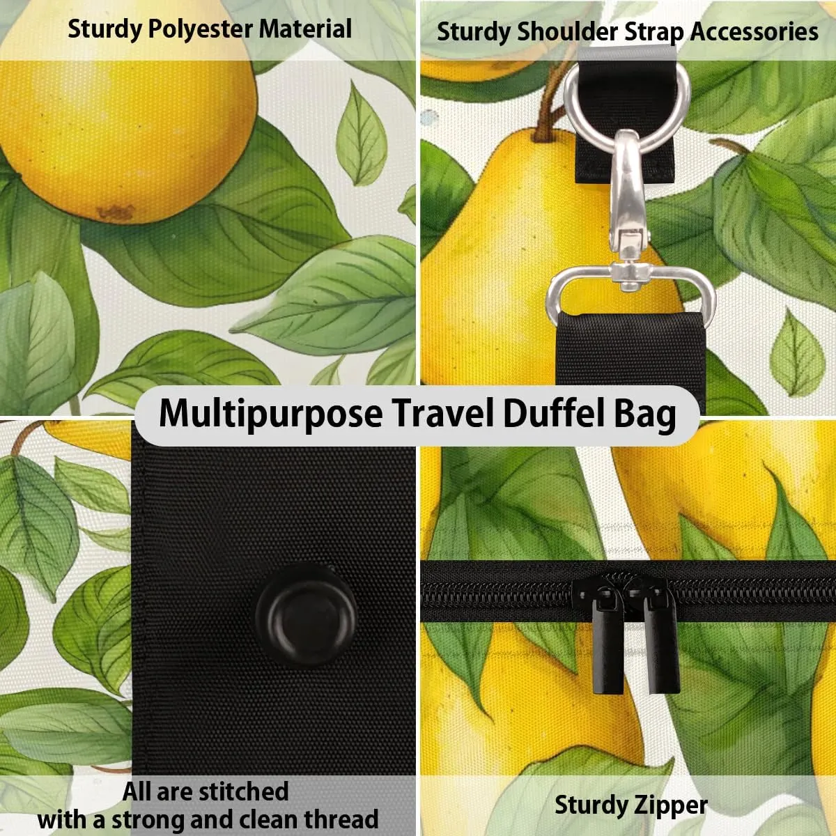 Pear Leaves Foldable Lightweight Duffle Bag for Travel - Waterproof Carry On Bags for Airplanes, Travel Duffel Bags for Gym, Weekend