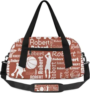 Personalized Basketball Sport Duffel Bag Custom Sports Bag Travel Overnight Shoulder Bags Customized Gifts for Women Men, Brown