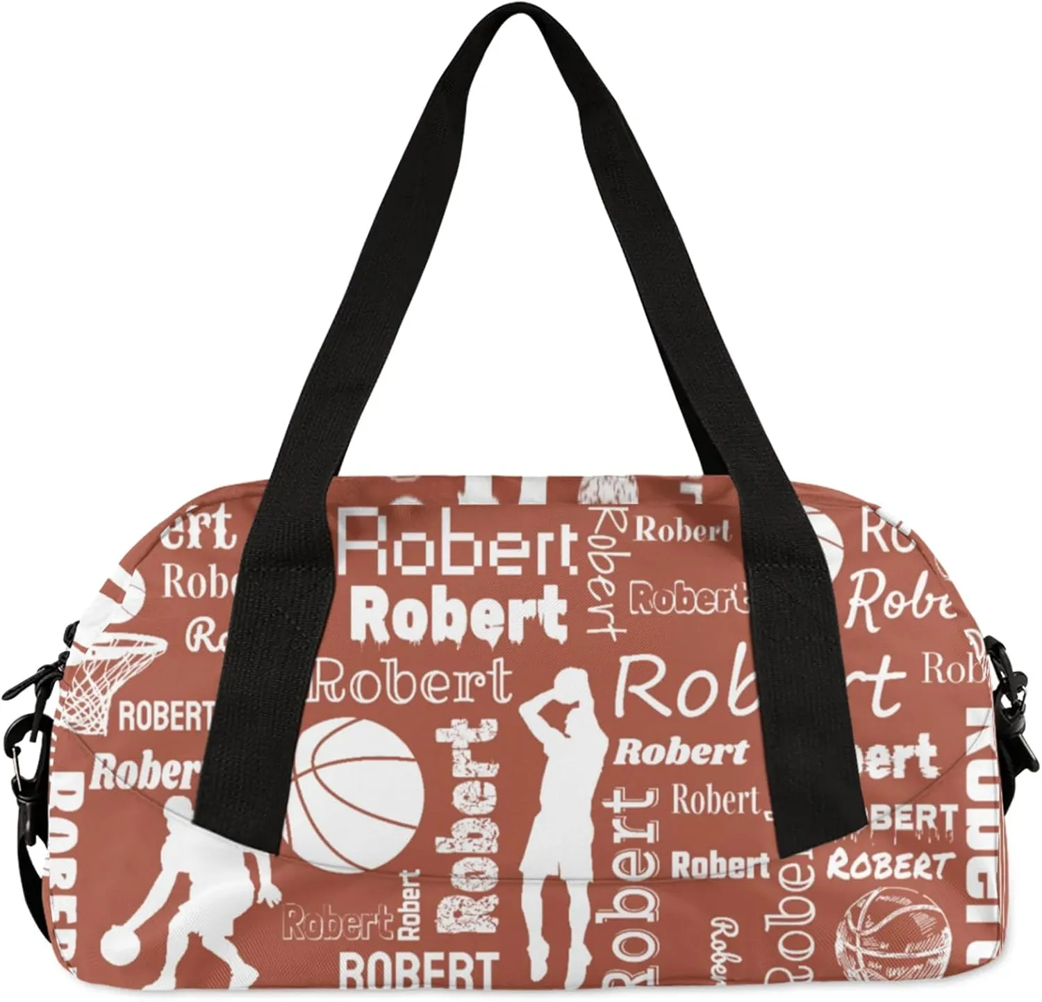 Personalized Basketball Sport Duffel Bag Custom Sports Bag Travel Overnight Shoulder Bags Customized Gifts for Women Men, Brown