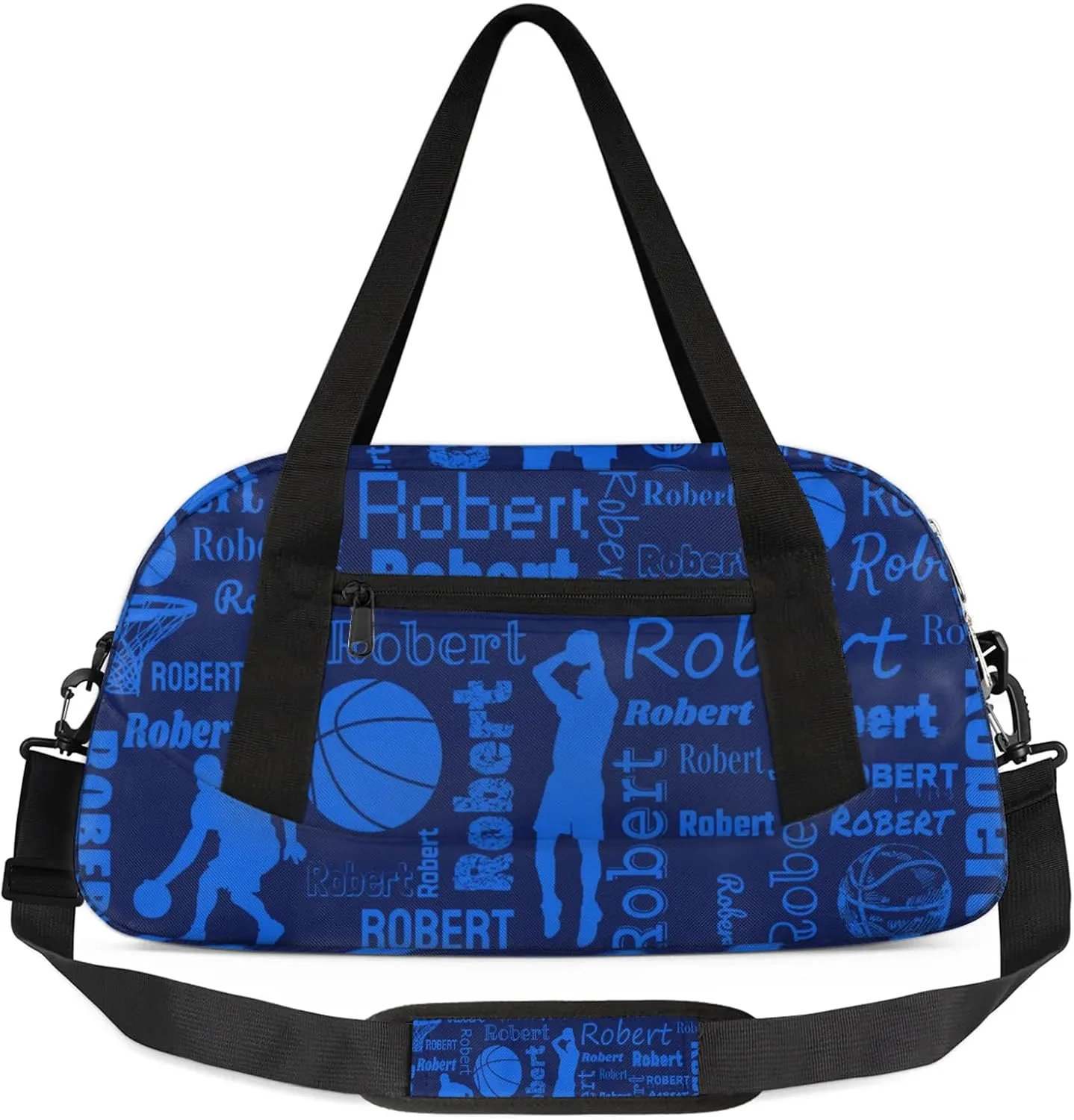 Personalized Basketball Sport Duffel Bag Custom Sports Bag Travel Overnight Shoulder Bags Customized Gifts for Women Men, Dark Blue