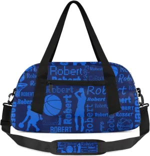 Personalized Basketball Sport Duffel Bag Custom Sports Bag Travel Overnight Shoulder Bags Customized Gifts for Women Men, Dark Blue