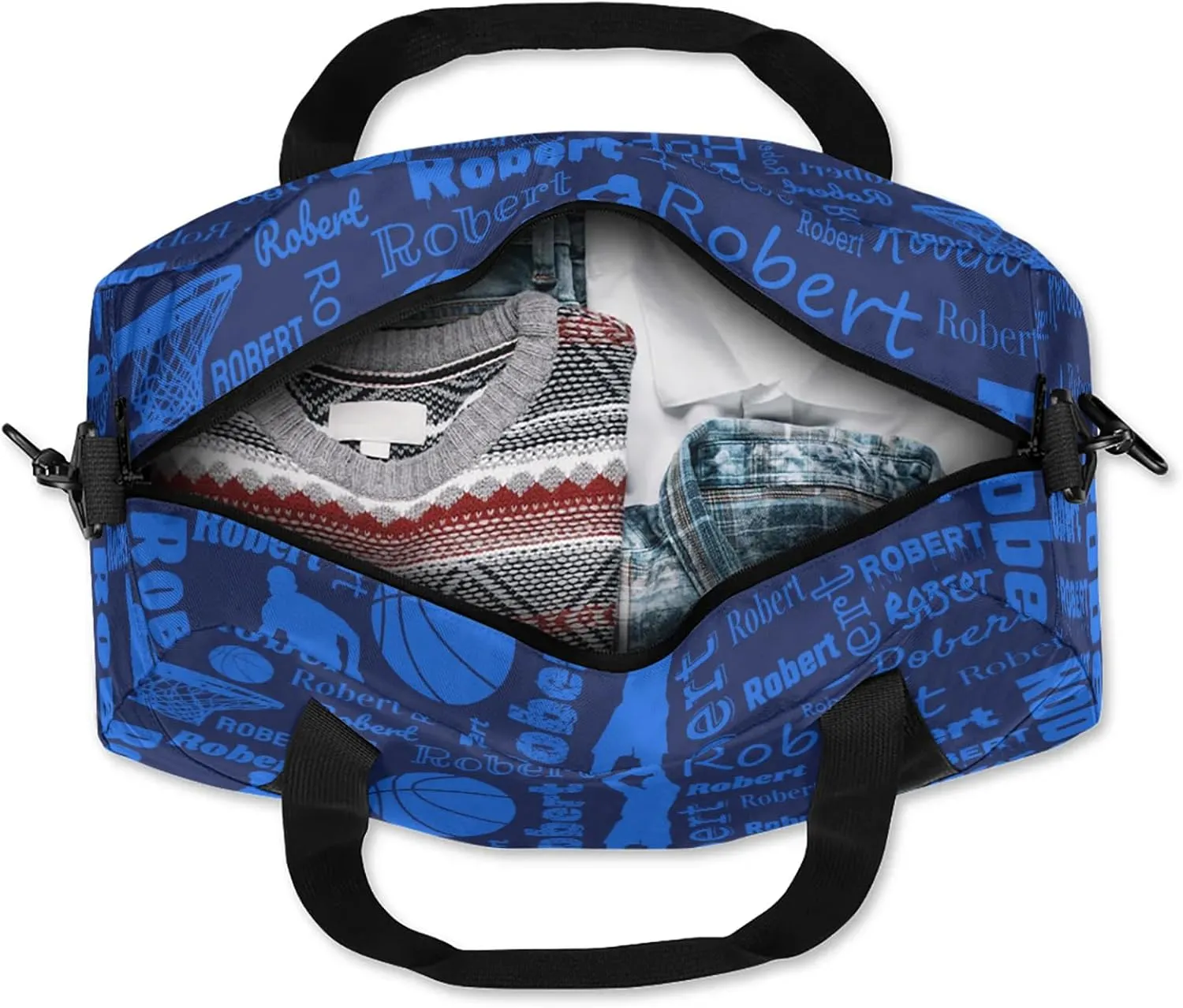 Personalized Basketball Sport Duffel Bag Custom Sports Bag Travel Overnight Shoulder Bags Customized Gifts for Women Men, Dark Blue