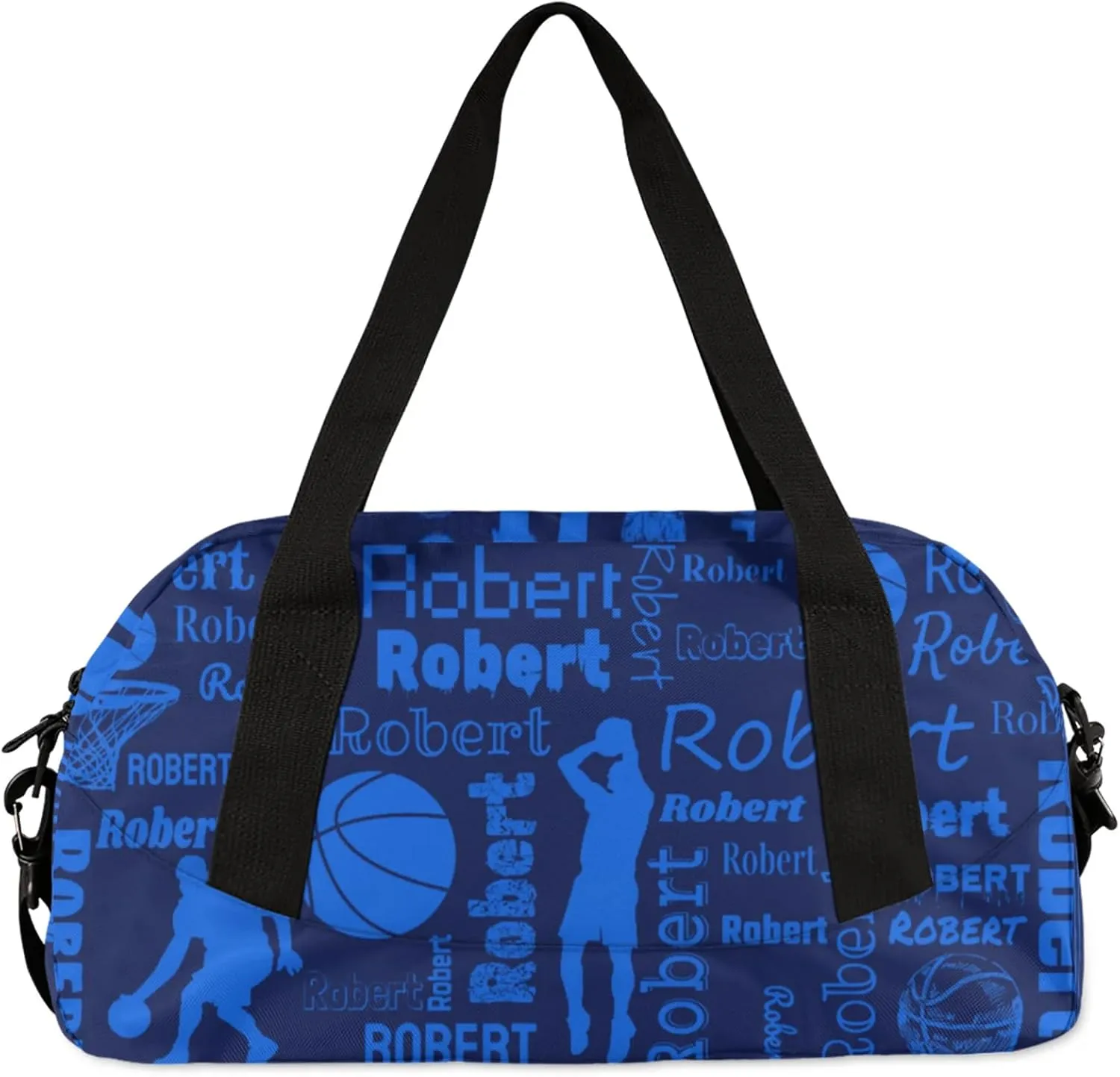 Personalized Basketball Sport Duffel Bag Custom Sports Bag Travel Overnight Shoulder Bags Customized Gifts for Women Men, Dark Blue