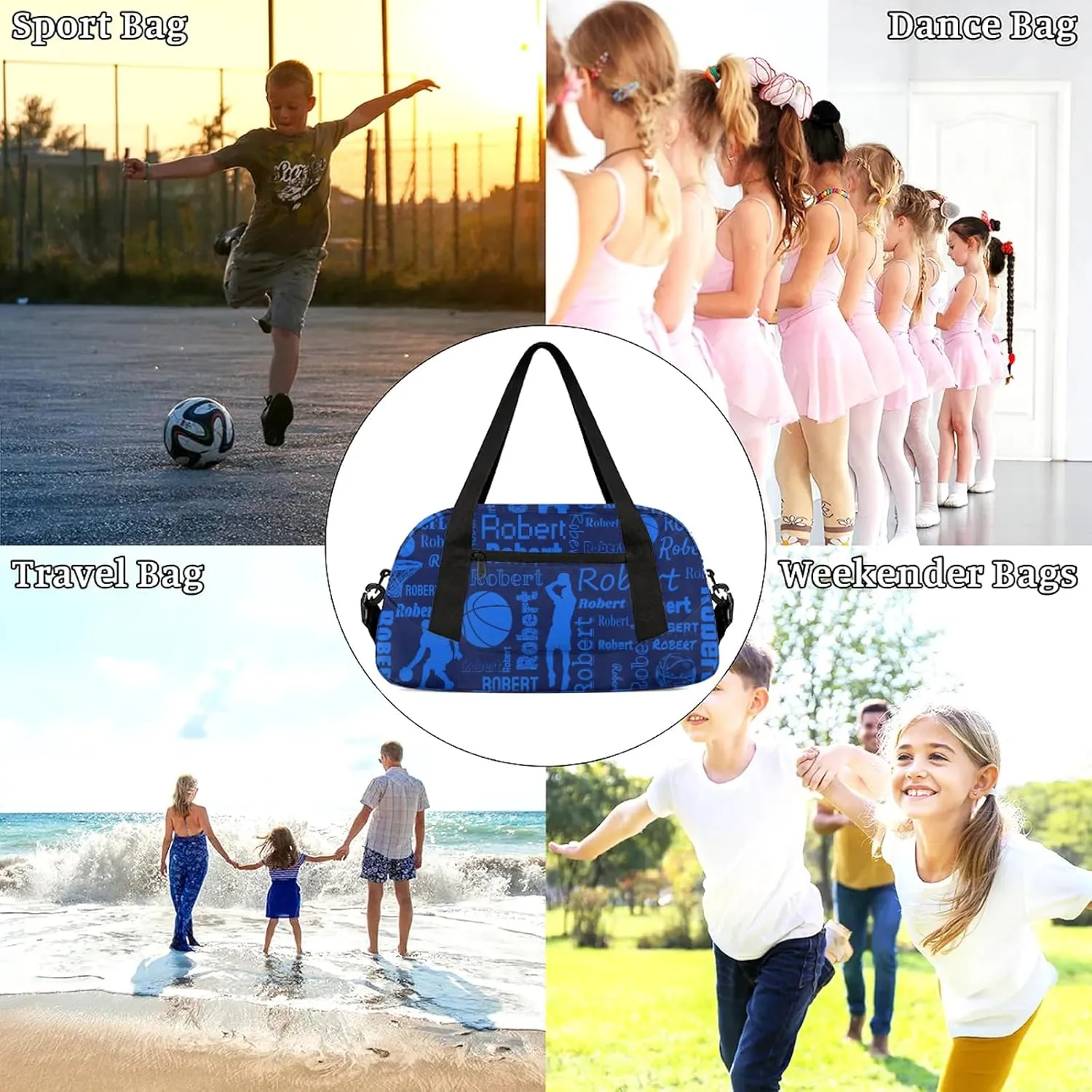 Personalized Basketball Sport Duffel Bag Custom Sports Bag Travel Overnight Shoulder Bags Customized Gifts for Women Men, Dark Blue