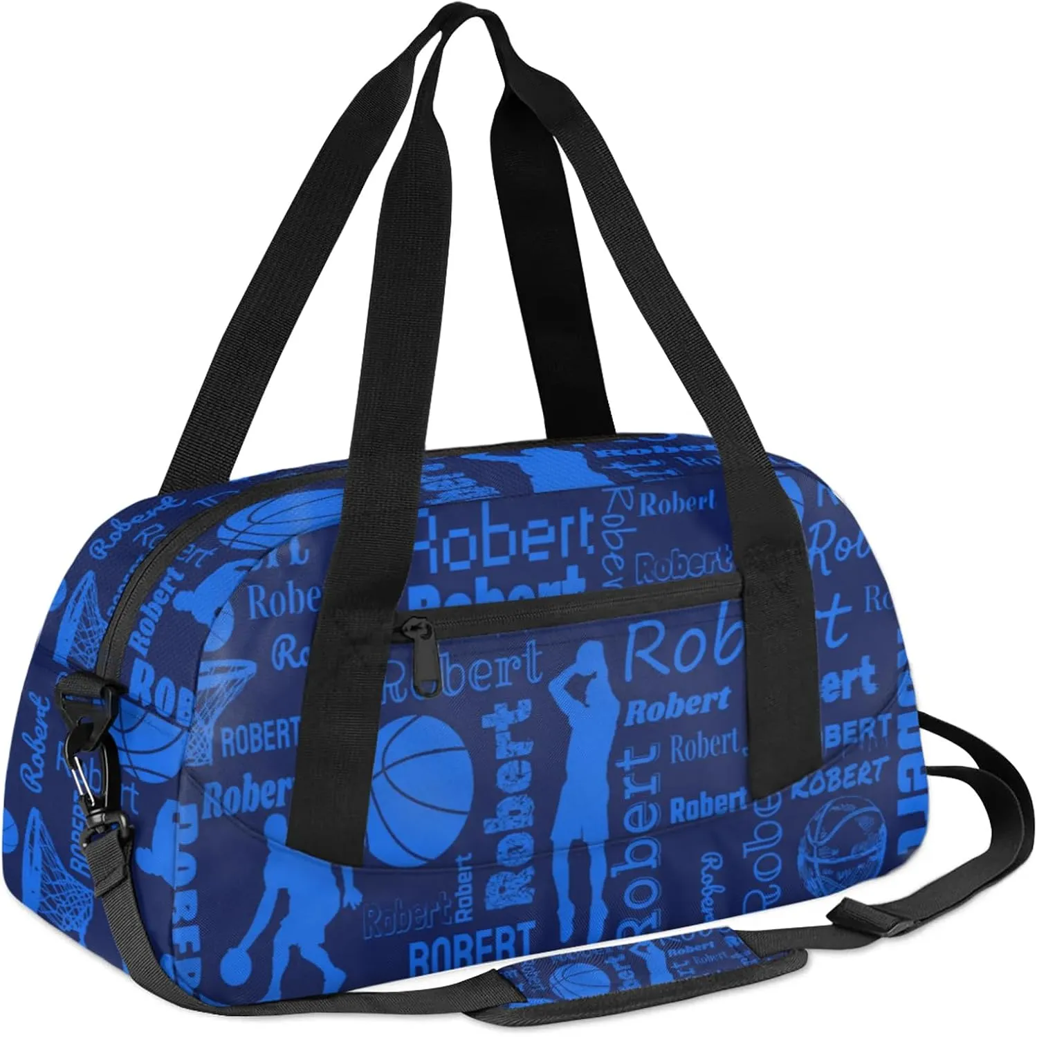 Personalized Basketball Sport Duffel Bag Custom Sports Bag Travel Overnight Shoulder Bags Customized Gifts for Women Men, Dark Blue