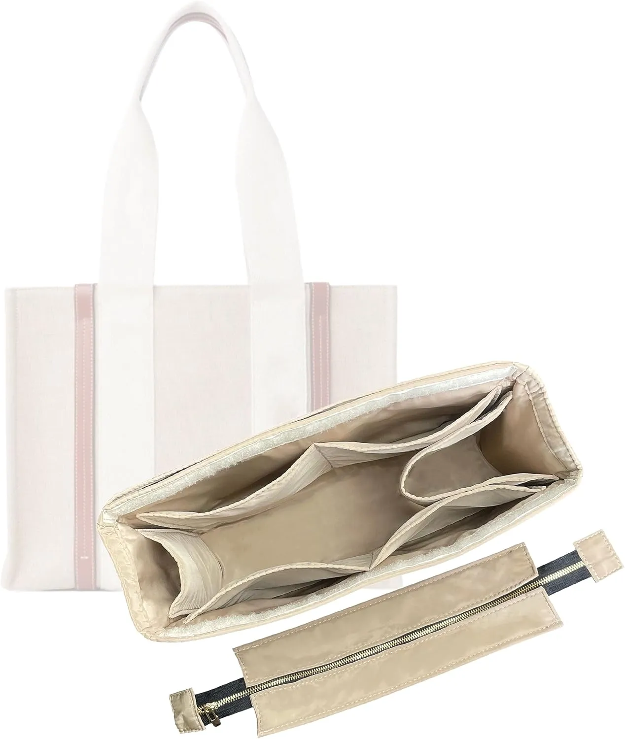 Premium Purse Organizer compatible with Chloe Woody Tote Insert, Handmade Waterproof Nylon Insert fits Small/Medium/Large Tote, Perfect Fit (Bubblegum, For Small Woody)