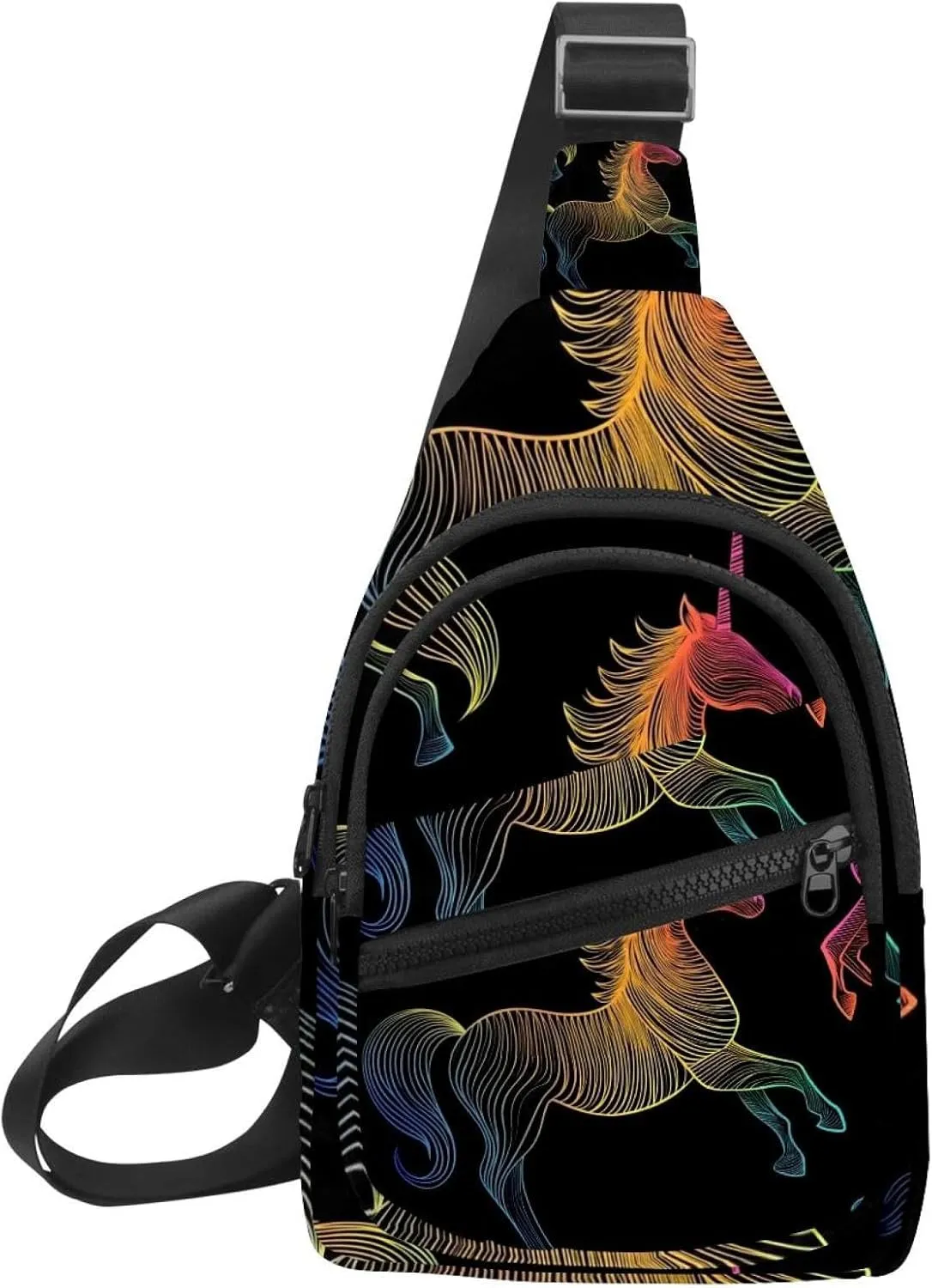Rainbow Unicorn Chest Bag Daypack Crossbody for Travel Sport Running Hiking