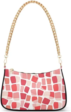 Red Pastel Square Tote Bag Hobo Handbag Shoulder Bag for Women Ladies Mini Clutch Purse with Zipper Closure