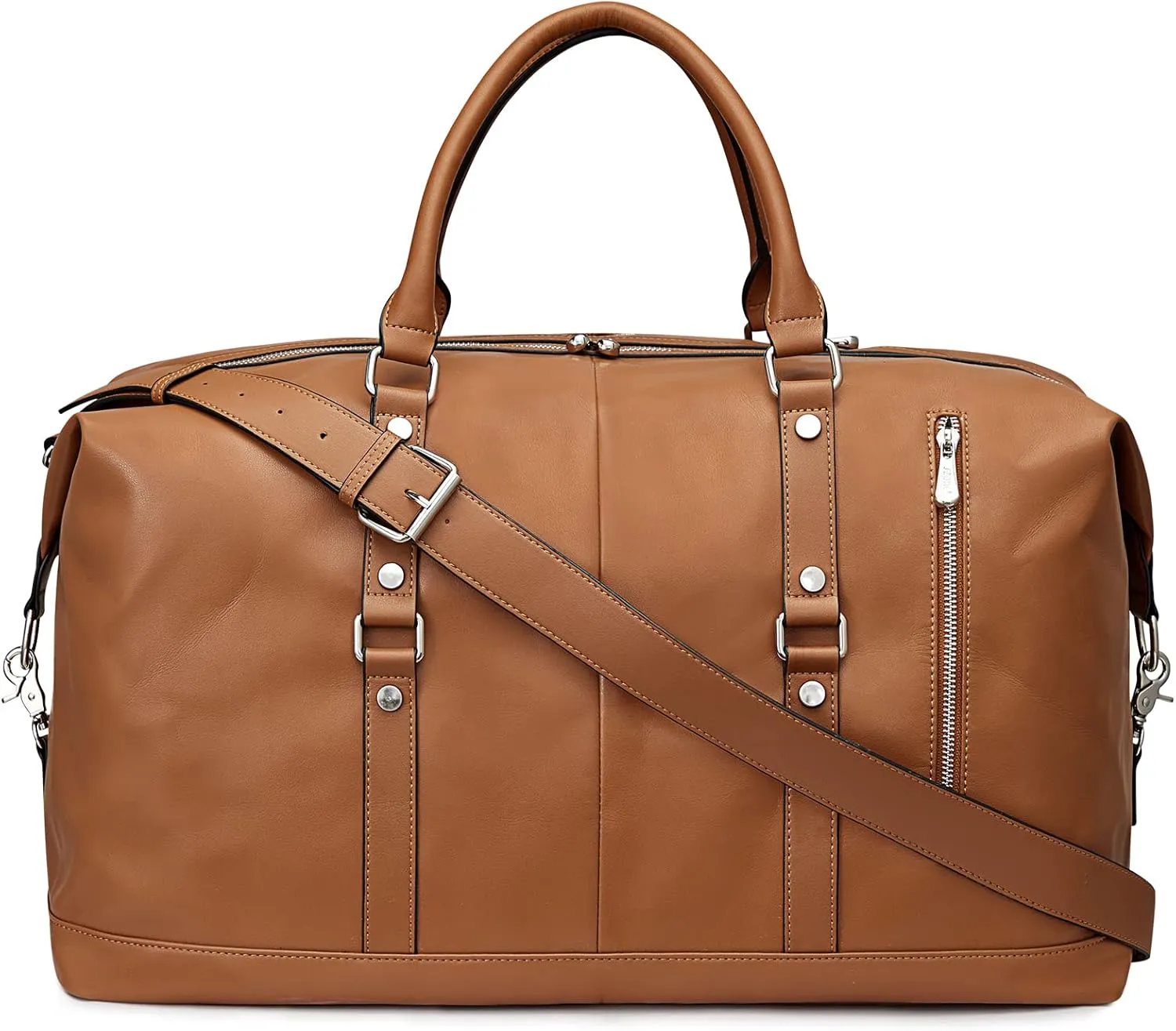 S-ZONE Genuine Leather Women Travel Duffle Weekender Overnight Weekend Carry on Shoulder Tote Bag
