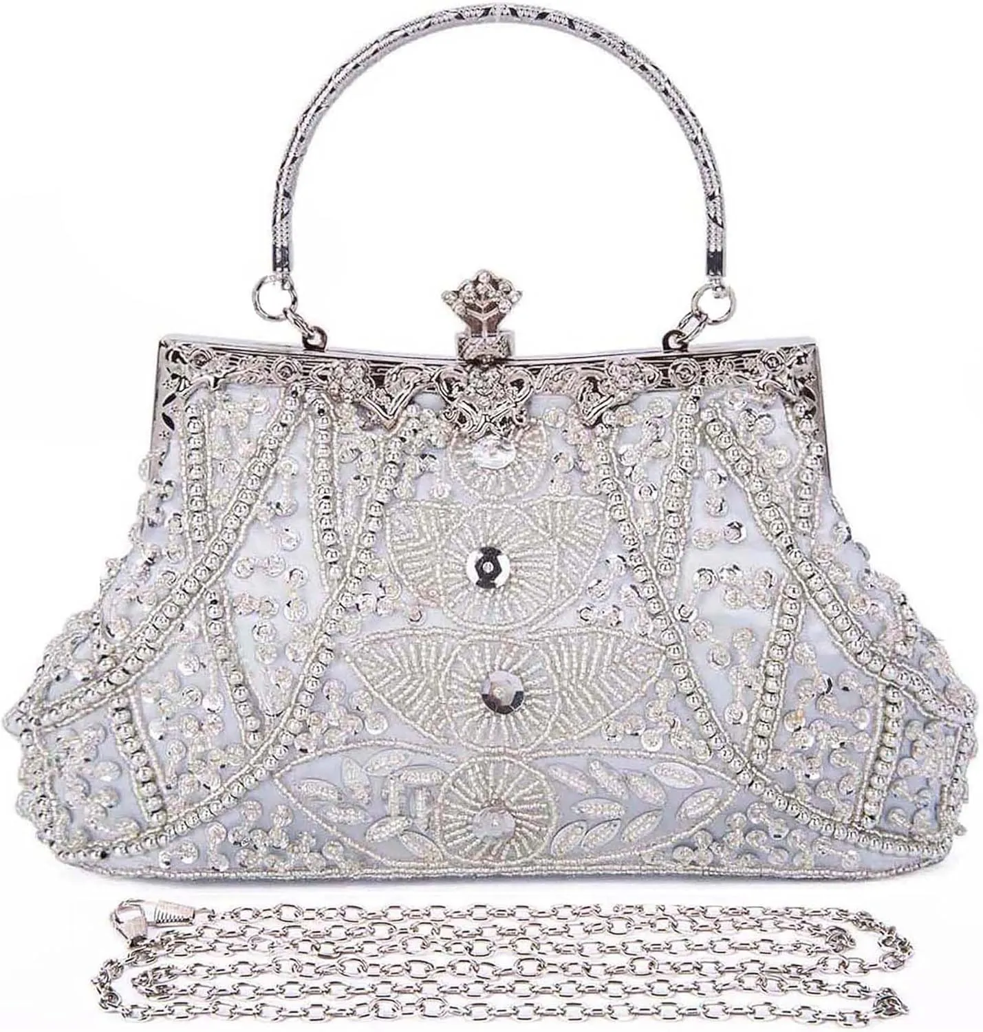 Selighting 1920s Vintage Beaded Clutch Evening Bags for Women Formal Bridal Wedding Clutch Purse Prom Cocktail Party Handbags