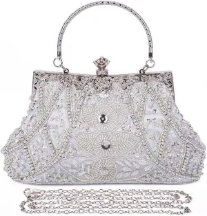 Selighting 1920s Vintage Beaded Clutch Evening Bags for Women Formal Bridal Wedding Clutch Purse Prom Cocktail Party Handbags