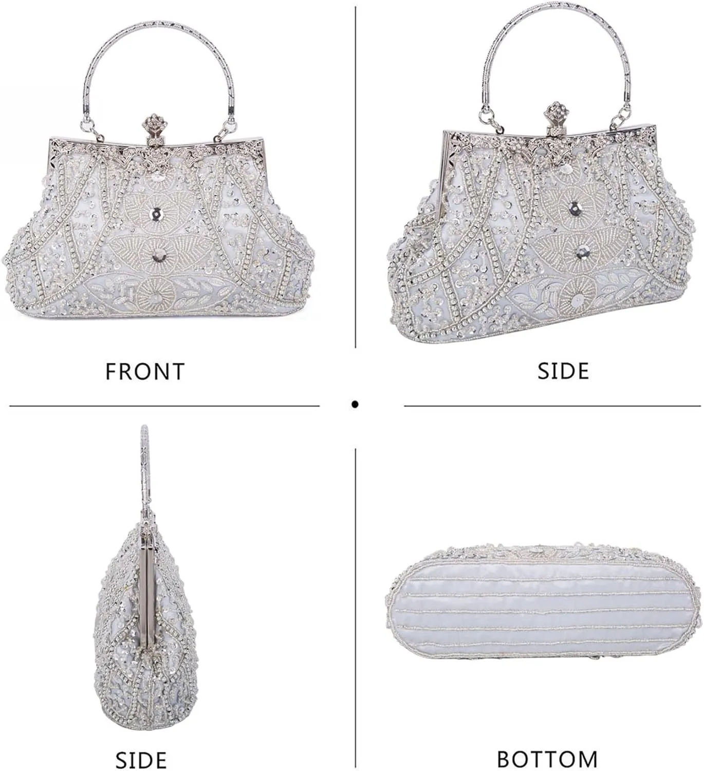 Selighting 1920s Vintage Beaded Clutch Evening Bags for Women Formal Bridal Wedding Clutch Purse Prom Cocktail Party Handbags