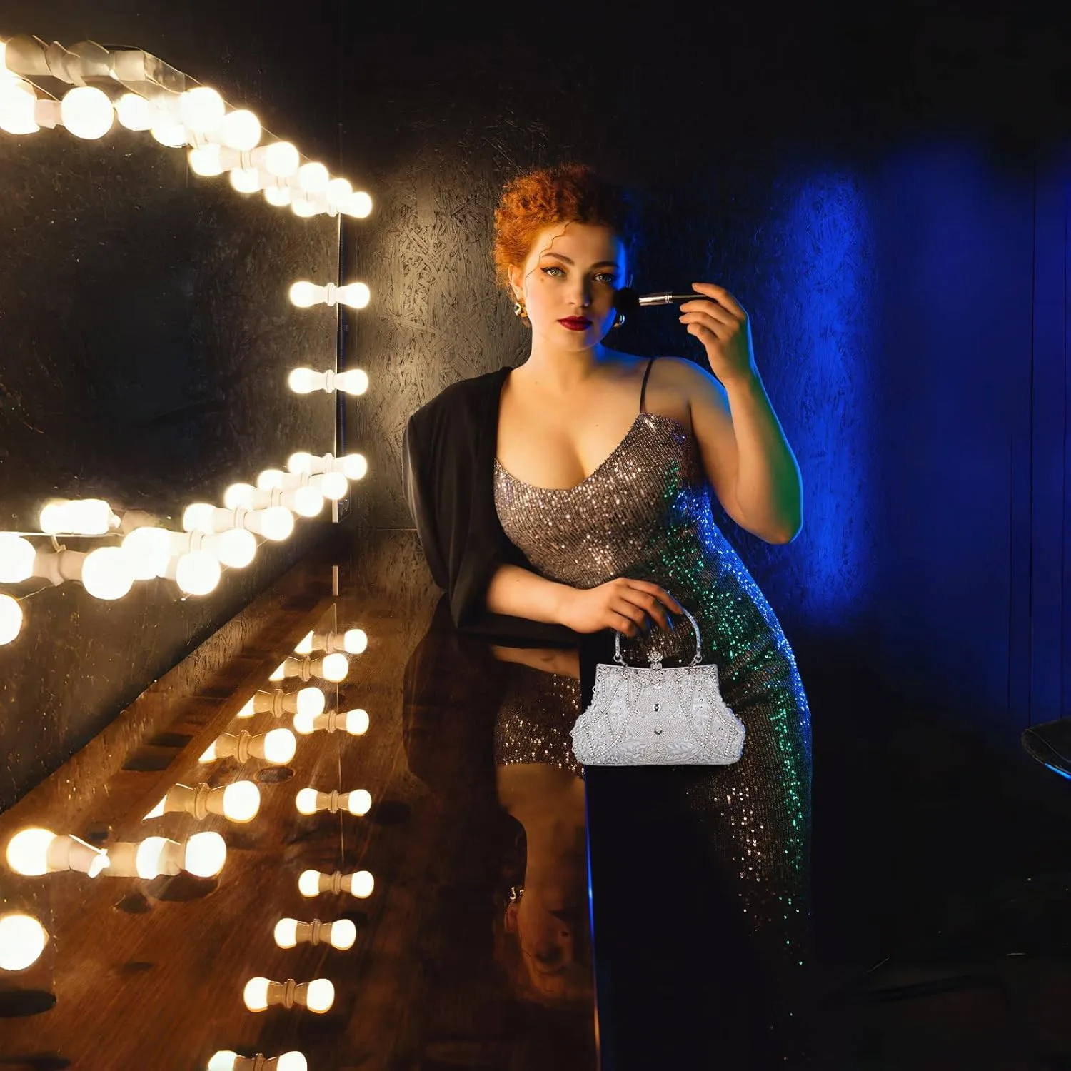 Selighting 1920s Vintage Beaded Clutch Evening Bags for Women Formal Bridal Wedding Clutch Purse Prom Cocktail Party Handbags