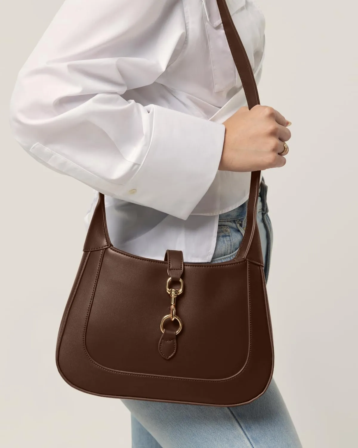 Shoulder Bag for Women - Small Shoulder Purses - Top Handle Structured Handbags - Adjustable Strap Vegan Leather
