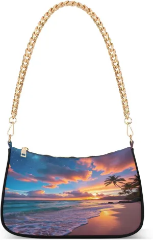 Shoulder Bags for Women Sunset by The Seaside Hobo Tote Handbag Small Clutch Purse with Zipper Closure