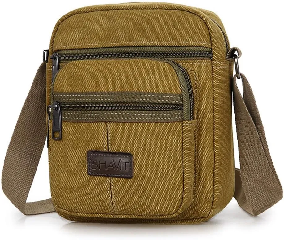 Small Canvas Messenger Bag Vintage Style Crossbody Shoulder Bag Military Satchel for Men & Women
