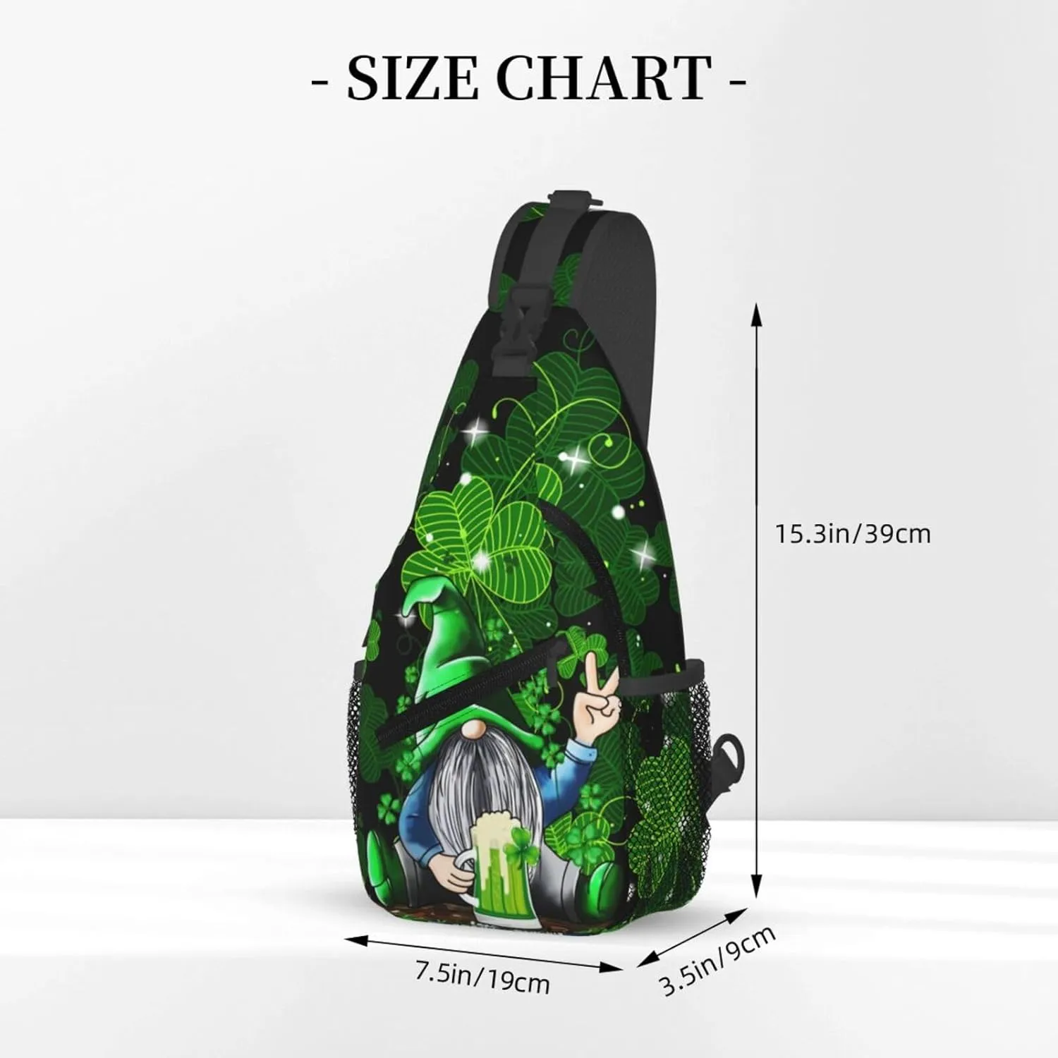 St Patrick'S Day Gnome Crossbody Sling Backpack For Women Men, Fashion Adjustable Lucky Clover Chest Bag Green Shoulder Bag Sling Bag For Sport Travel Hiking Daypack
