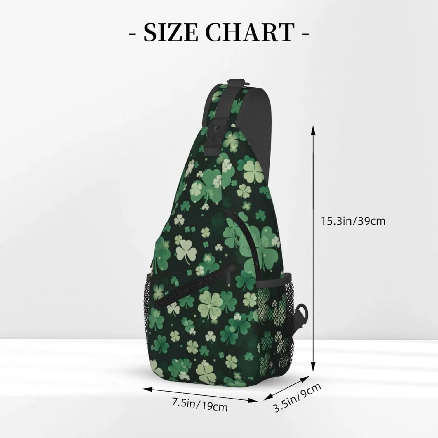 St Patricks Day Shamrock Crossbody Sling Backpack For Women Men, Fashion Adjustable Lucky Clover Chest Bag Green Shoulder Bag Sling Bag For Sport Travel Hiking Daypack