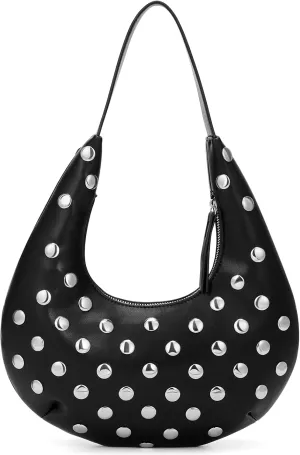 Studded Purse Y2k Bag Small Shoulder Bags for Women Trendy Crescent Studded Handbag Hobo Underarm Bag