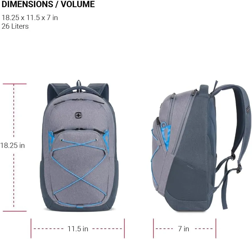 SwissGear 8175 Laptop Backpack, Navy/Grey Heather, 18 Inches