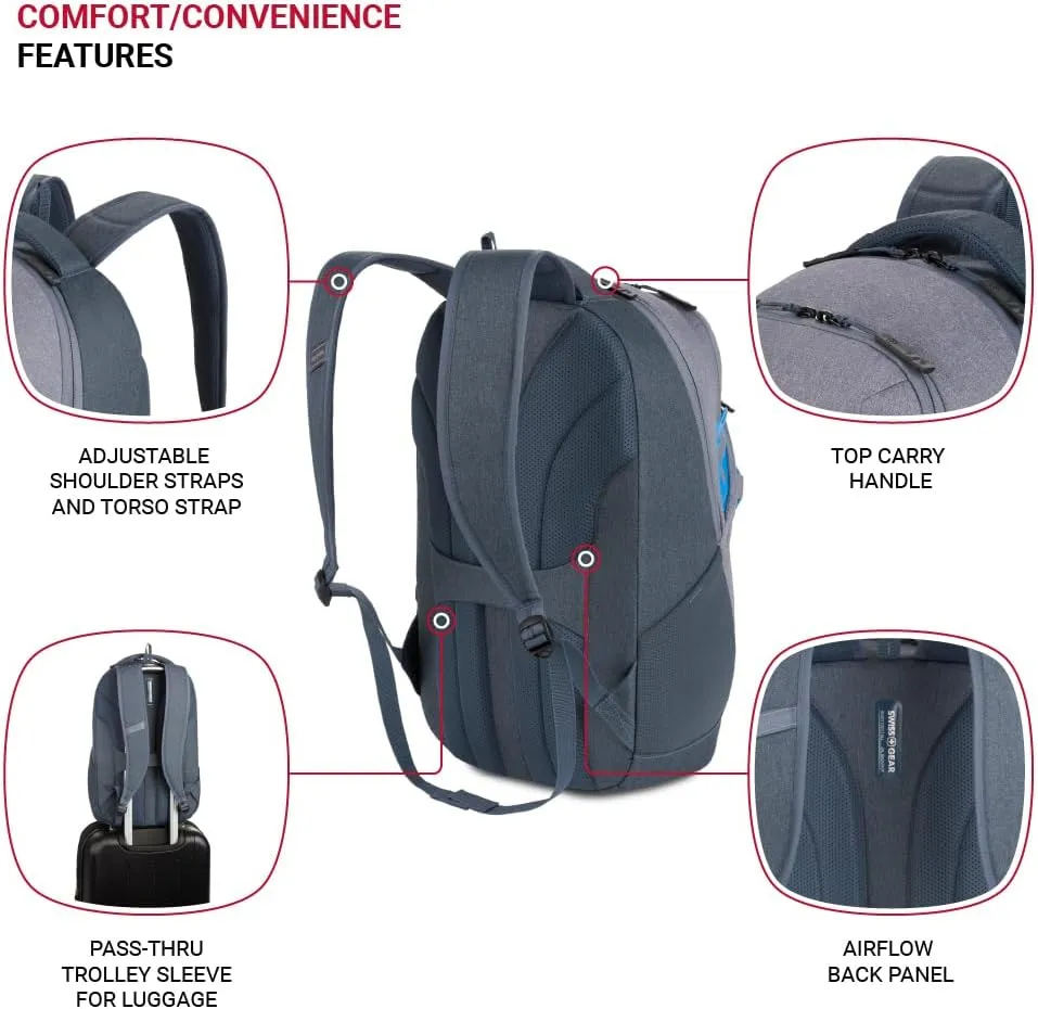 SwissGear 8175 Laptop Backpack, Navy/Grey Heather, 18 Inches
