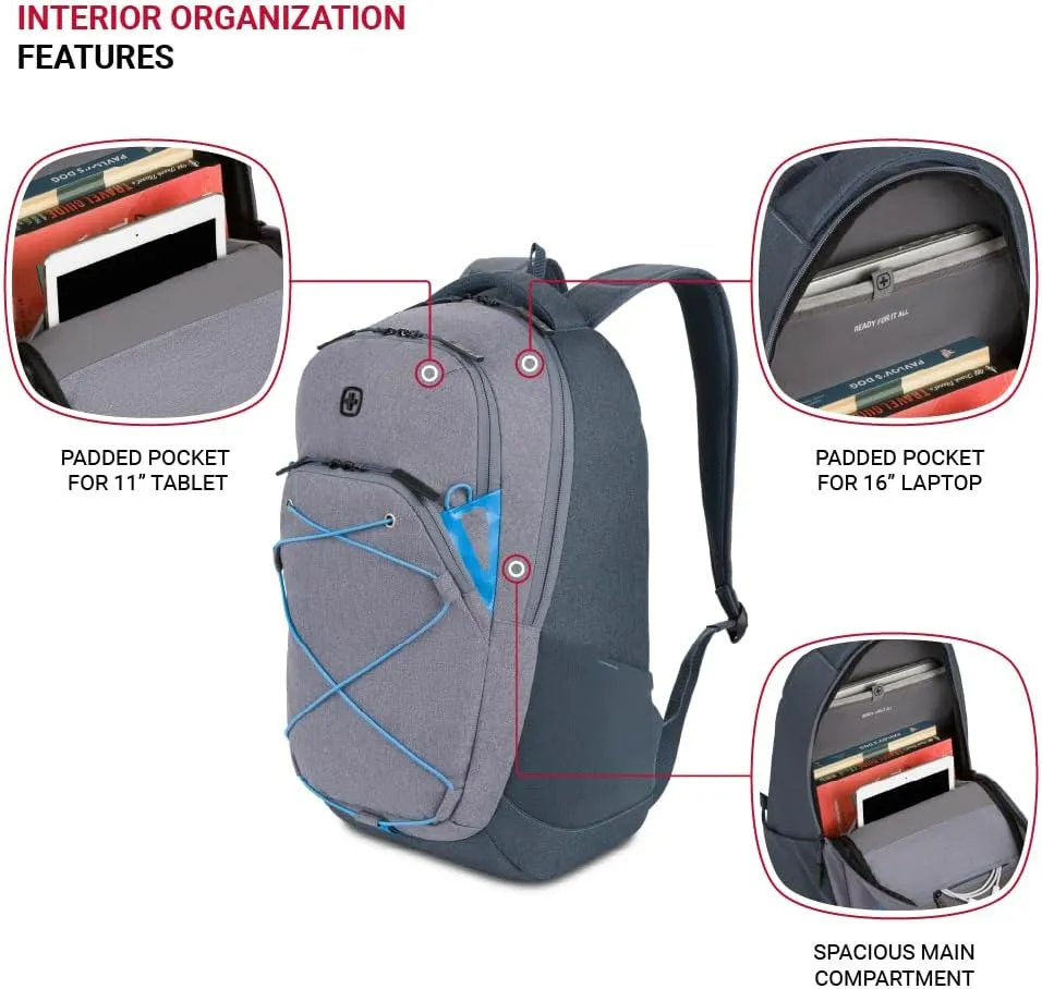 SwissGear 8175 Laptop Backpack, Navy/Grey Heather, 18 Inches