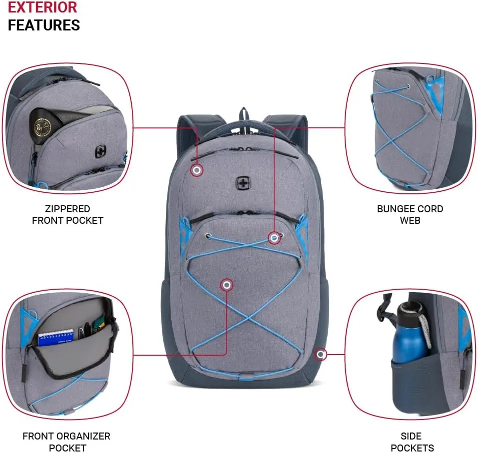 SwissGear 8175 Laptop Backpack, Navy/Grey Heather, 18 Inches