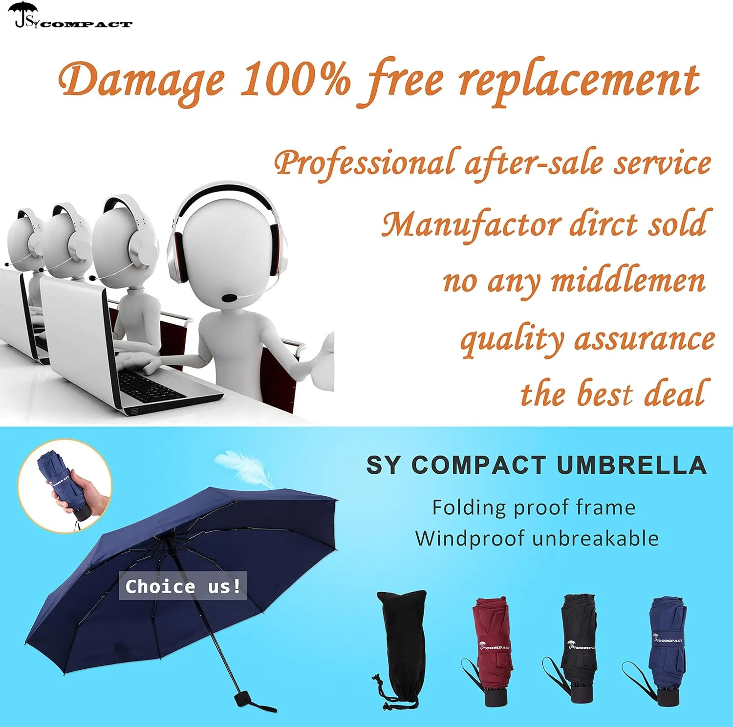 SY COMPACT Travel Umbrella - Lightweight Portable Mini Compact Umbrellas-Factory Outlet Shop